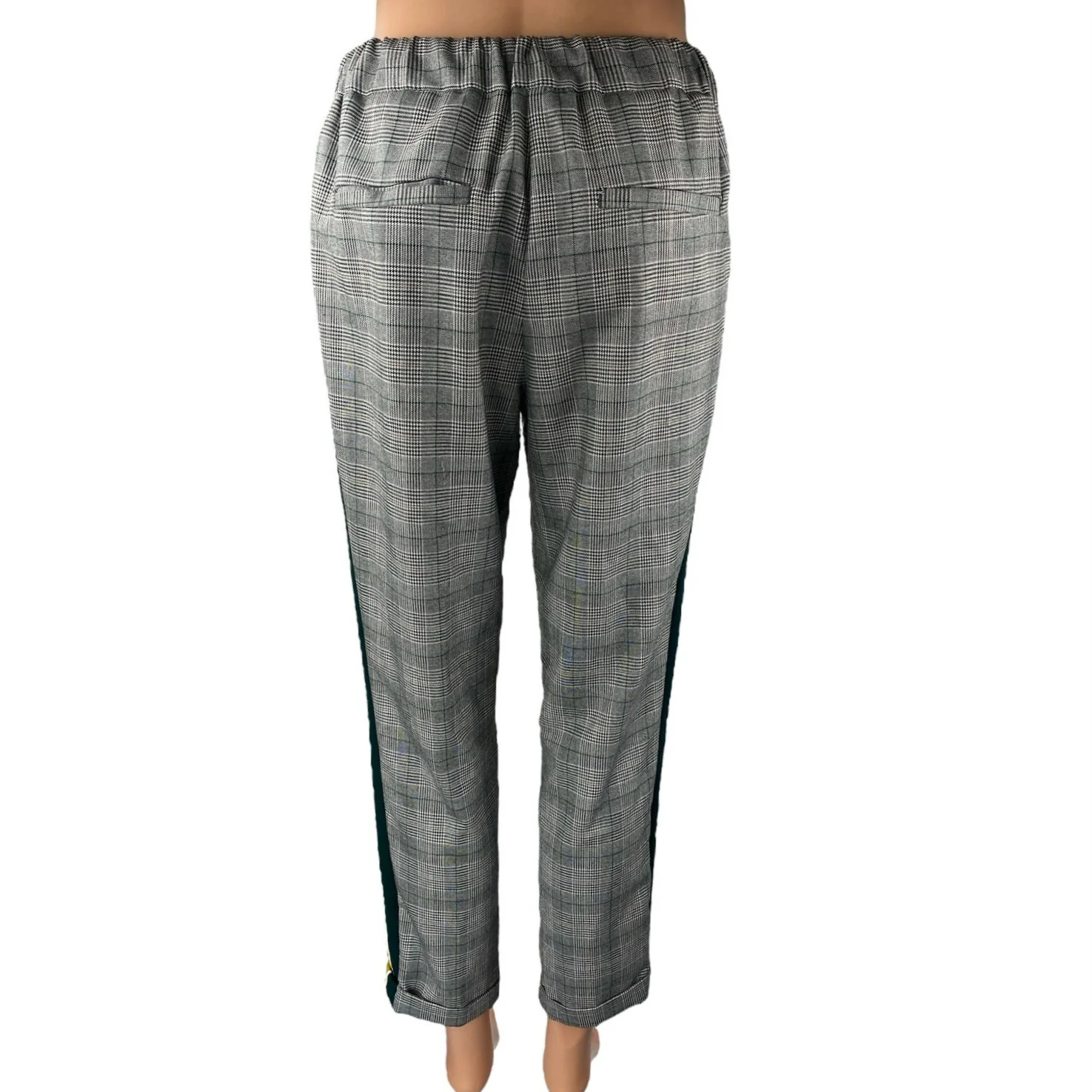 Zara Gray Plaid Checkered Pleated High Rise Straight Tapered Trousers Pants Sz S - Image 3