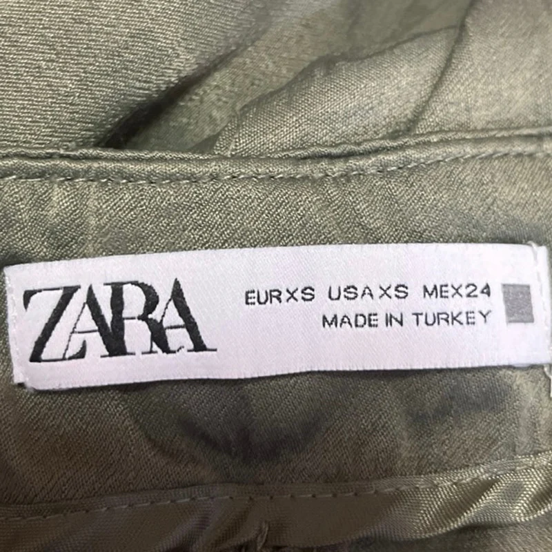 Zara Gray Silky Satin High Waist Pleated Straight Wide Leg Trousers Pants Sz XS - Image 4