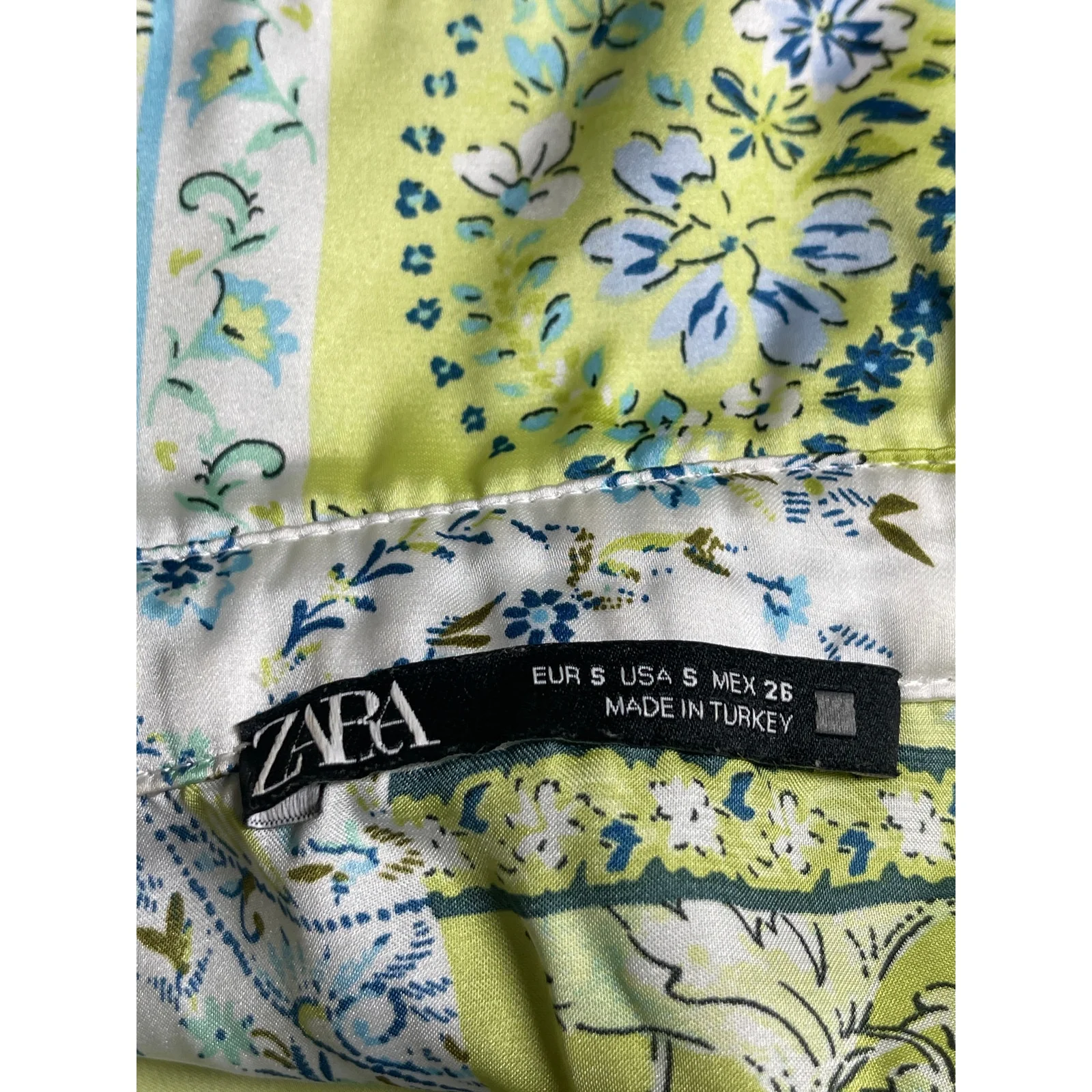 Zara Green Floral Paisley Colorblock Long Sleeve Button Down Shirt Top Size S - Image 4