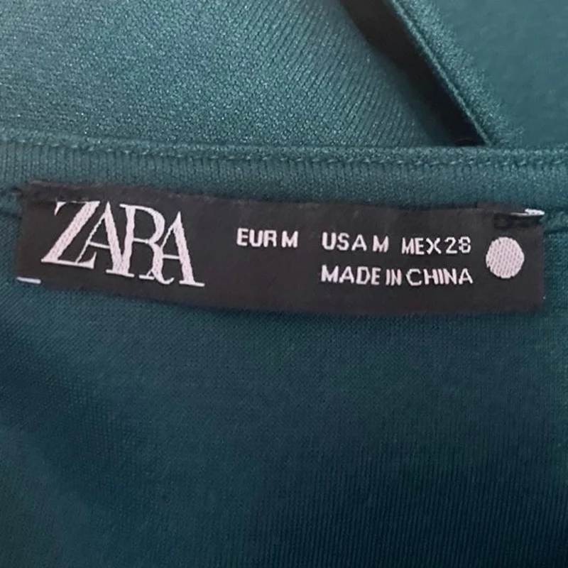 Zara Green Long Sleeve Cutout Back Square Neck Bustier Corset Crop Top Size M - Image 3