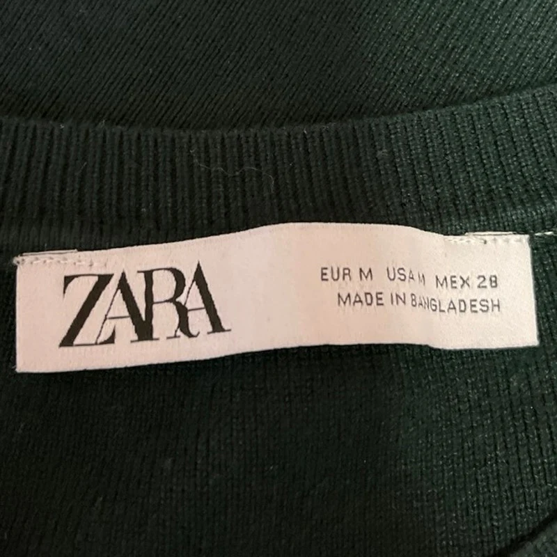 Zara Green Ribbed Knit Sleeveless Crewneck Stretch Casual Crop Tank Top Size M - Image 3