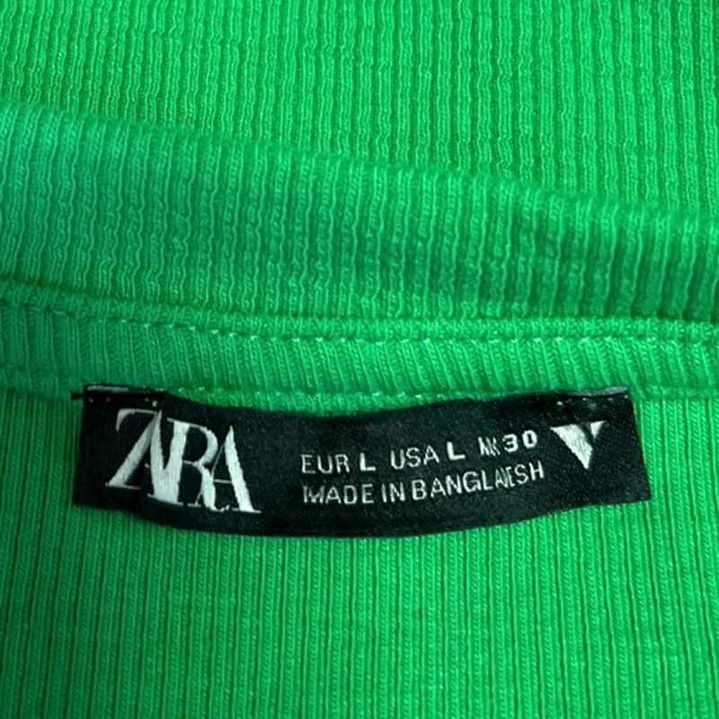 Zara Green Ribbed Sleeveless Cutout Ruched Ties Stretch Knit Crop Tank Top Sz L - Image 3