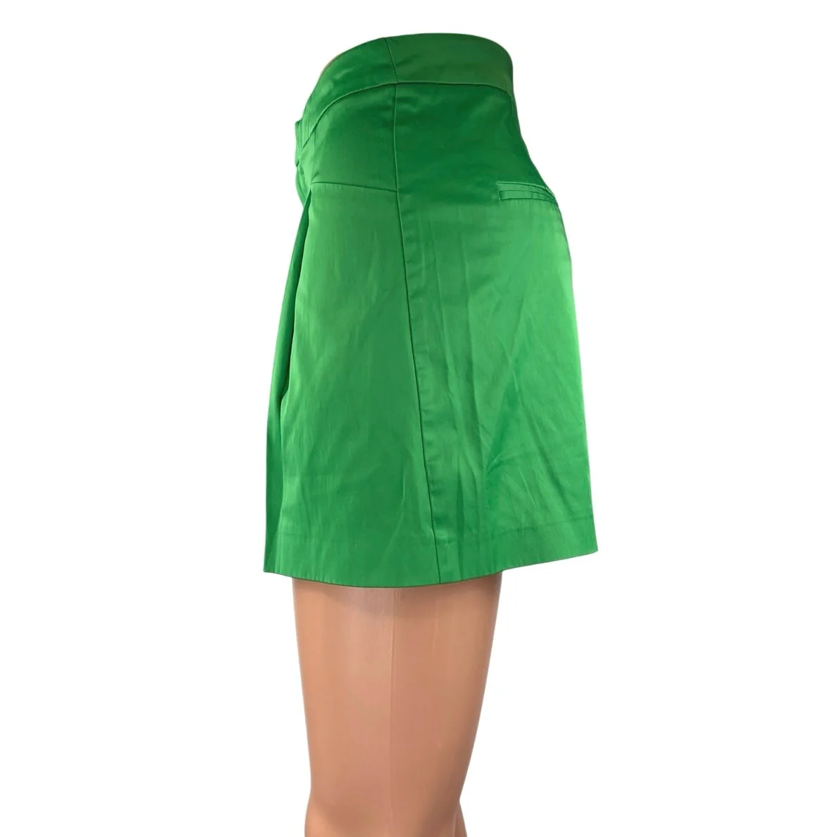 Zara Green Silky Satin Pleated High Waisted Wide Leg Casual Mini Shorts Size XS - Image 2