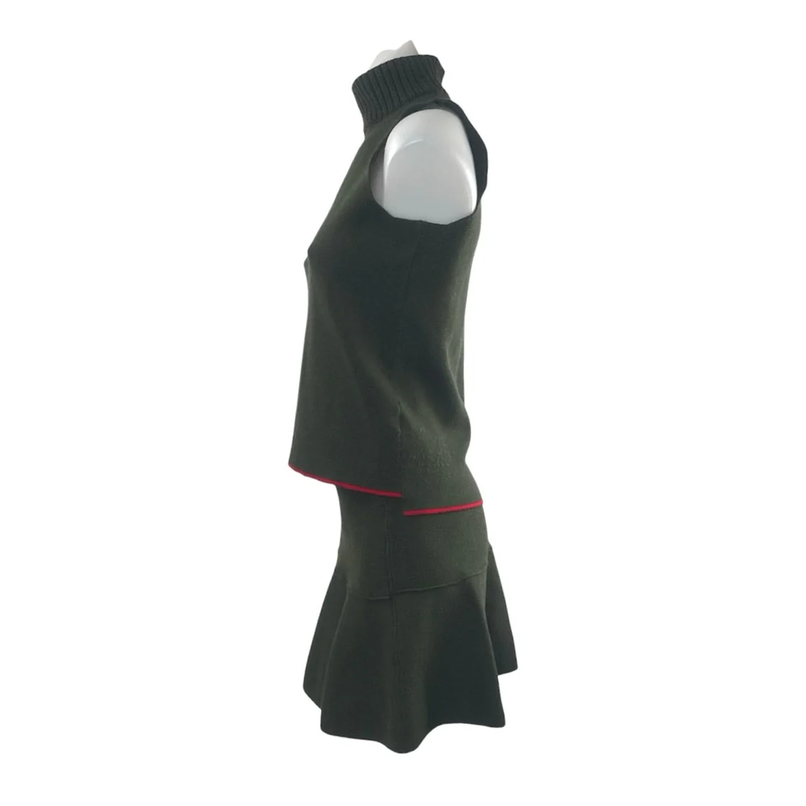 Zara Green Sleeveless Knit Tank Top & Mini Skirt Yoga Athletic Activewear Set S - Image 2