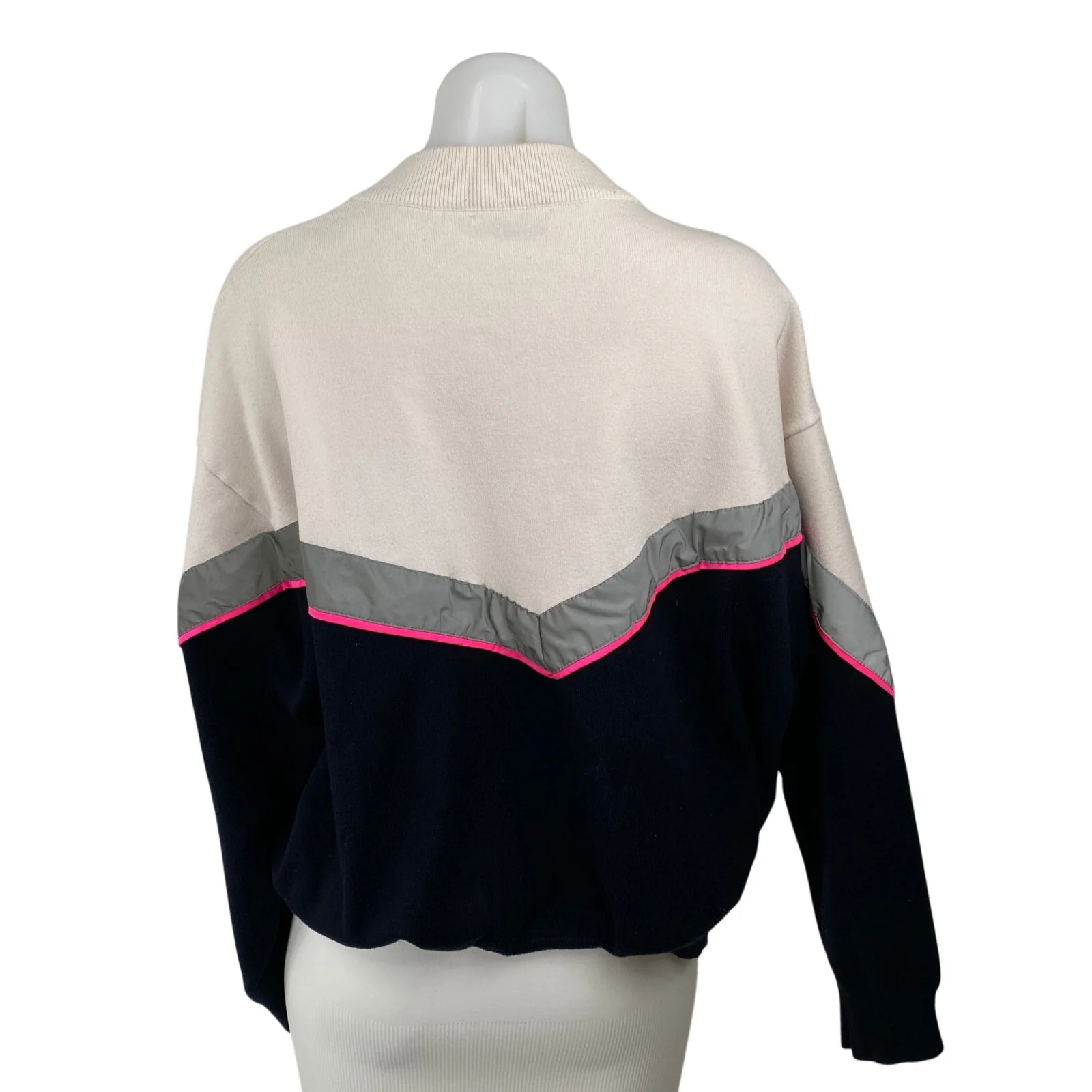 Zara Knit Color Block Chevron Women's Crew Neck Long Sleeve Sweater Top M - Image 2