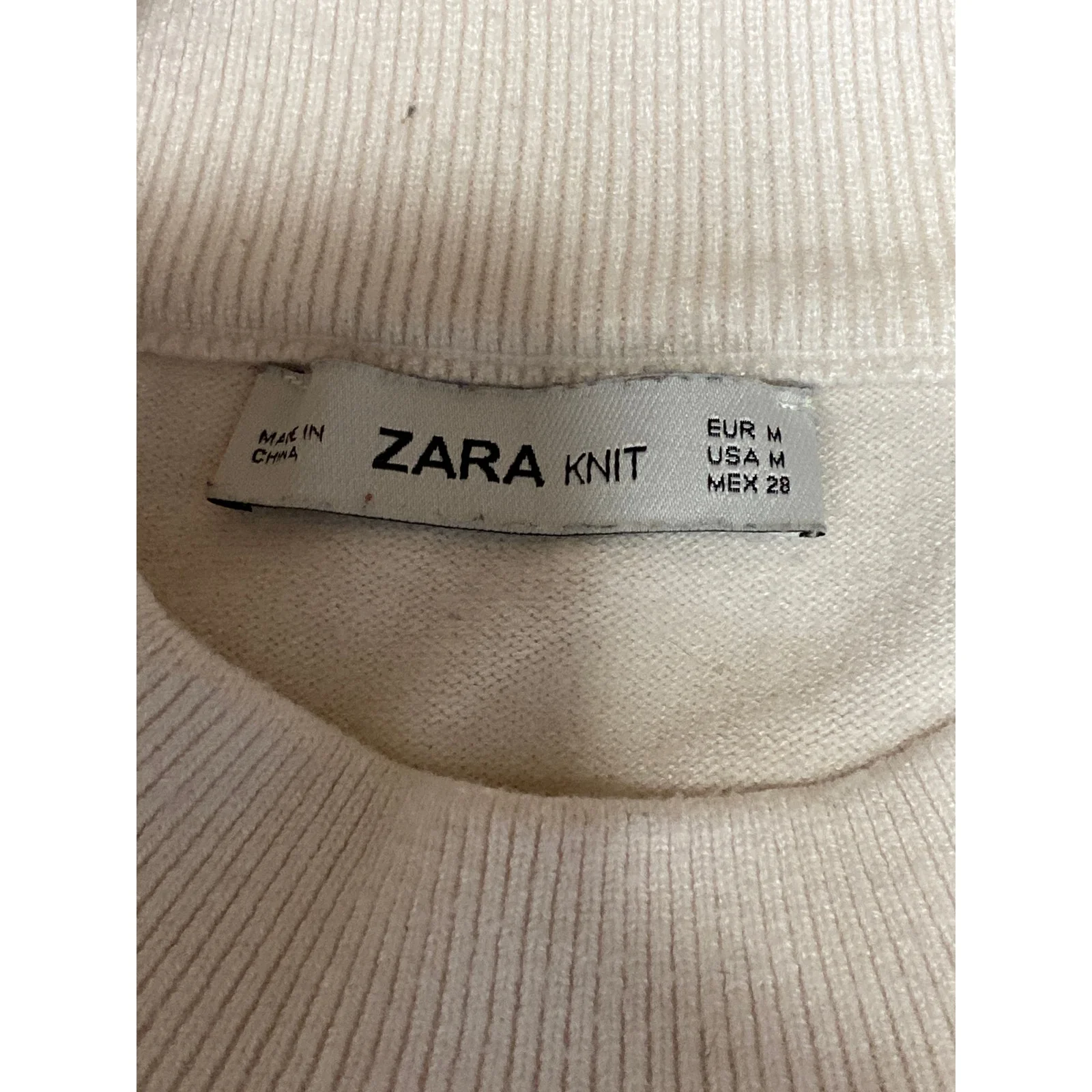 Zara Knit Color Block Chevron Women's Crew Neck Long Sleeve Sweater Top M - Image 5