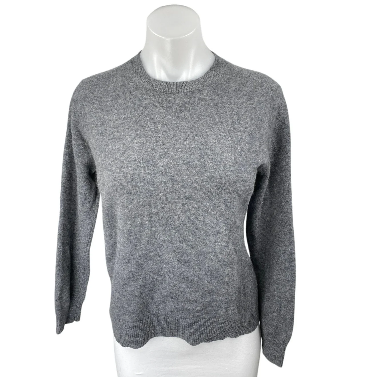 Zara Knit Women's Gray 100% Cashmere Long Sleeve Crew Neck Sweater Top Size M