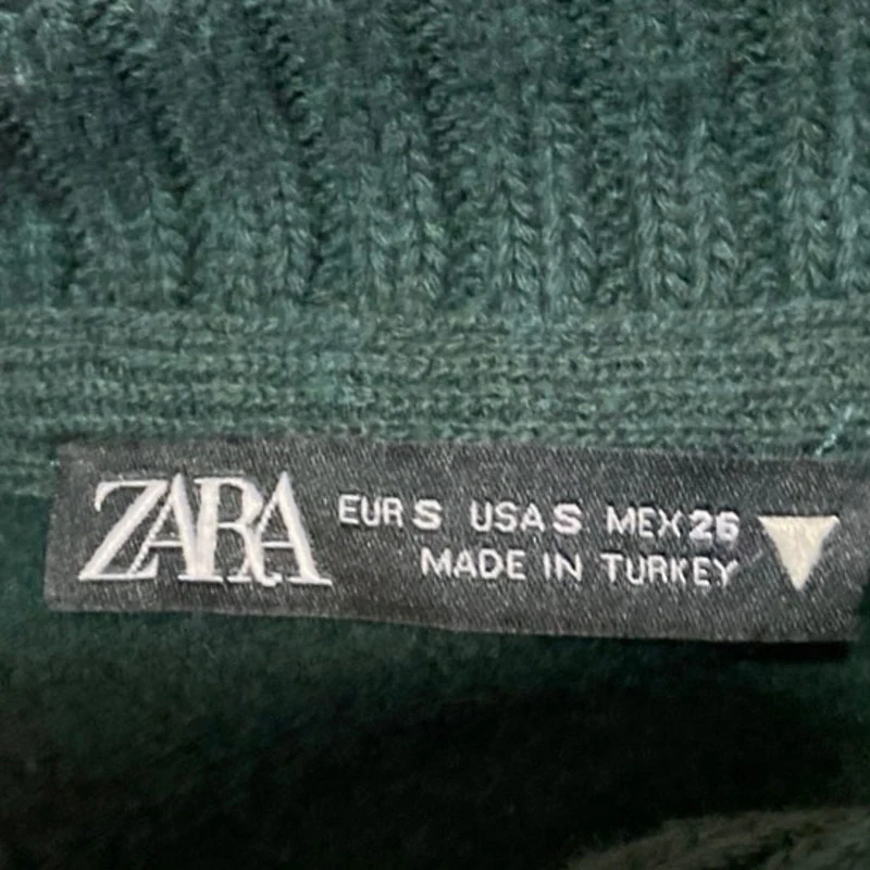 Zara LA California Green Knit Quarter Zip Long Sleeve Sweatshirt Sweater Top S - Image 4