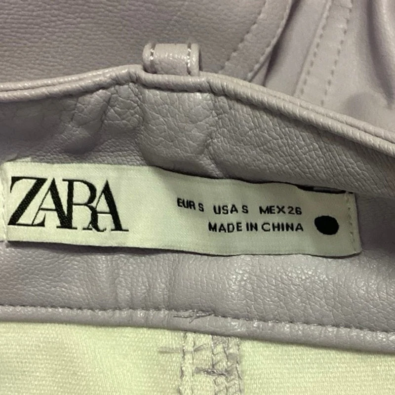 Zara Light Purple High Waist Straight Leg Stretch Pockets Casual Ankle Pants S - Image 4