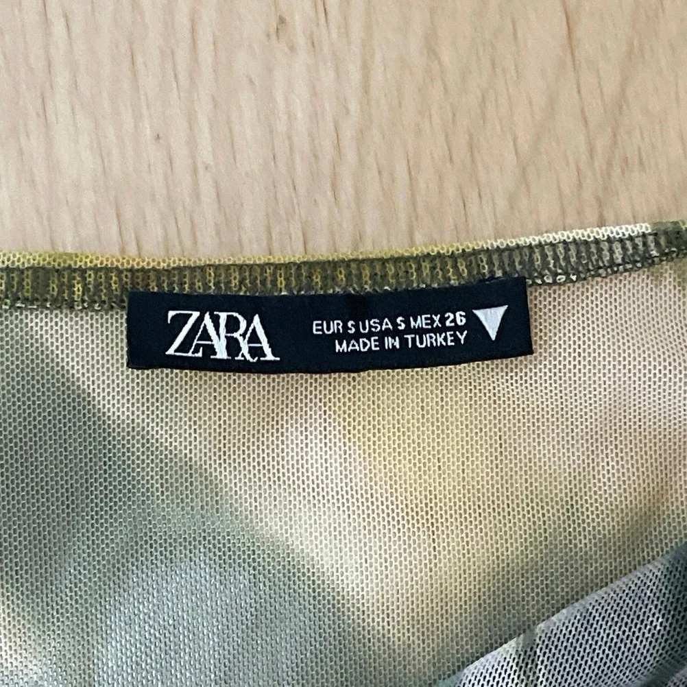 Zara Marble Mesh Tulle Ruched Asymmetric One Shoulder Long Sleeve Blouse Top S - Image 5