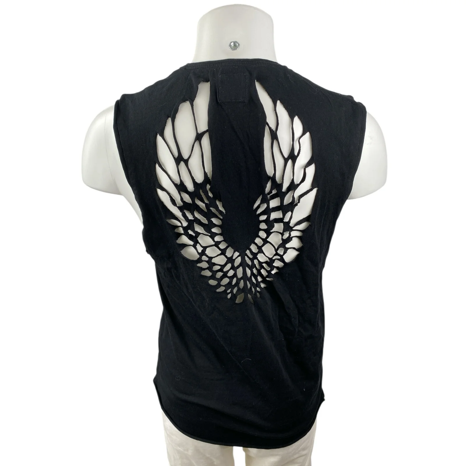 Zara Men Black Wing Cutout Back Round Neck Sleeveless Muscle Tee Tank Top Size M - Image 2