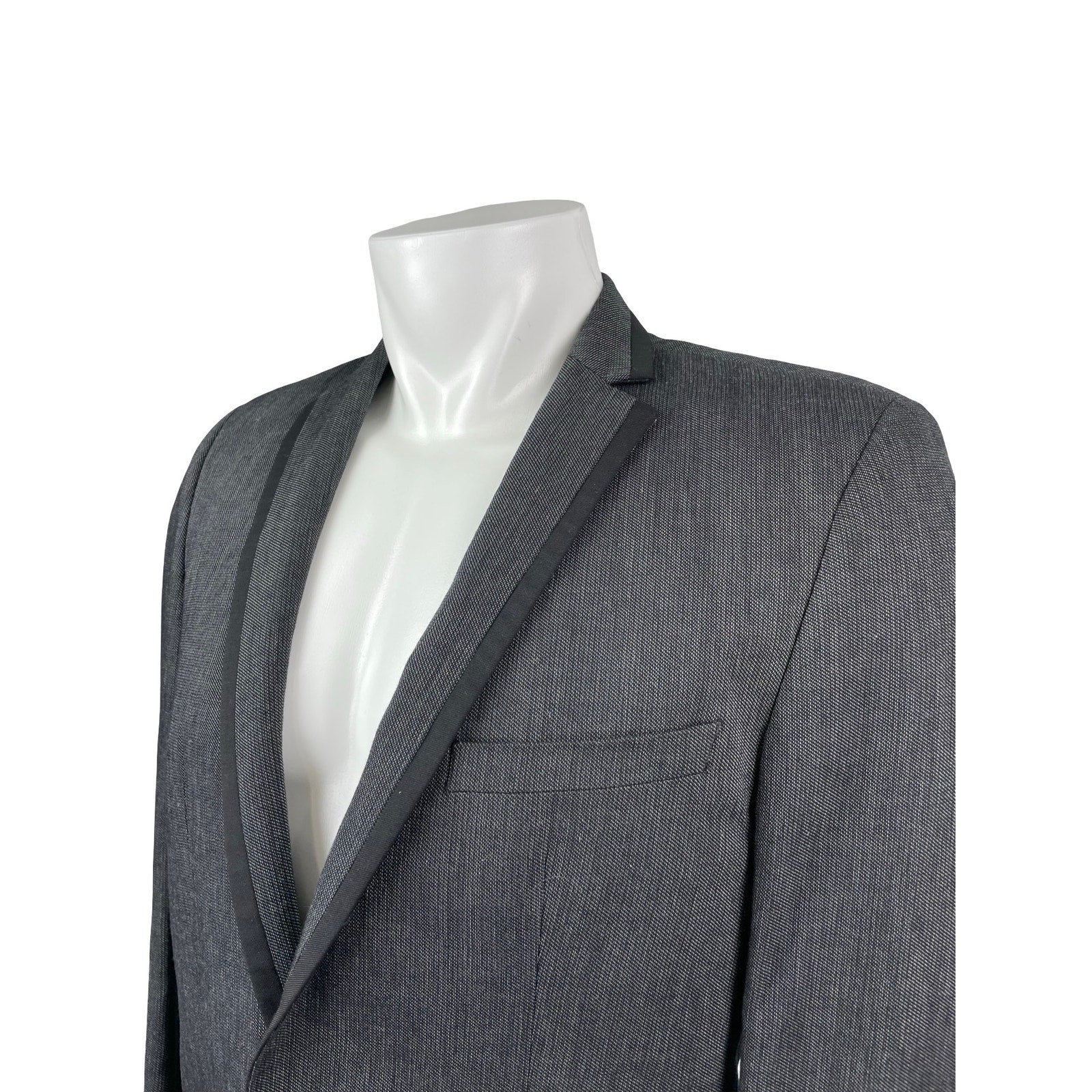 Zara Men Dark Gray Wool Notch Lapel Long Sleeve Blazer Sport Coat Suit Jacket 40 - Image 3