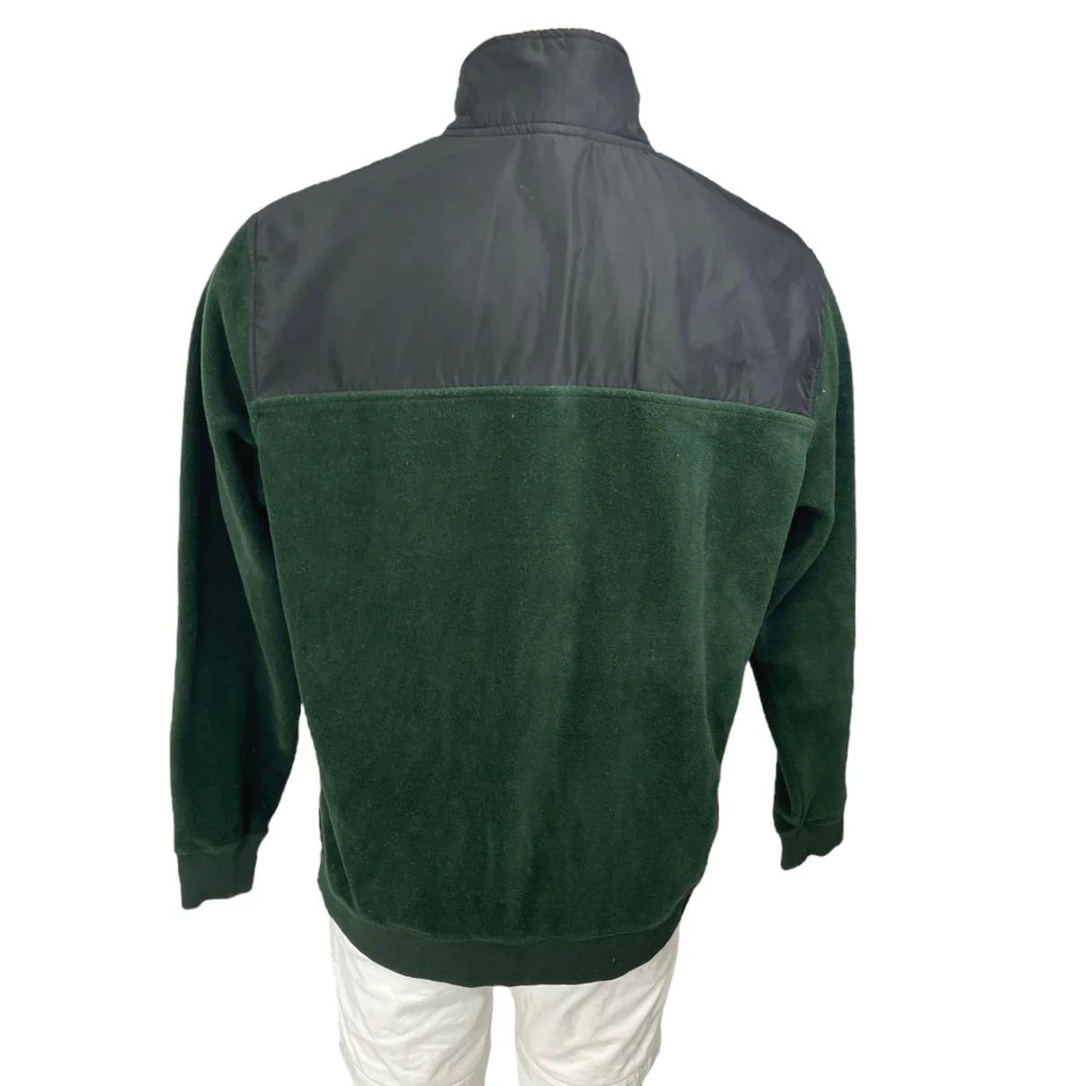 Zara Men's Black Green Colorblock Fleece Long Sleeve 1/4 Sweater Top Size M - Image 2