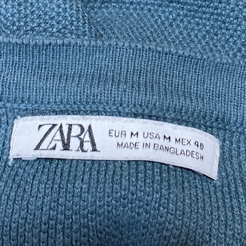 Zara Men's Blue Green Crewneck Short Sleeve Casual Basic Tee T-shirt Top Size M - Image 3