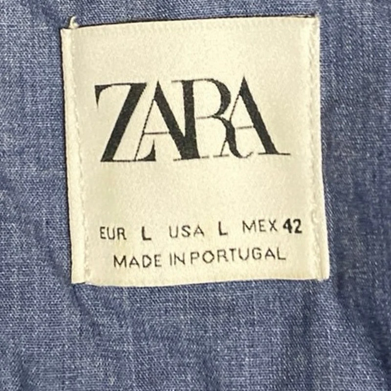 Zara Men's Gray Blue Short Sleeve Golf Cotton Casual Polo Shirt Top Size L - Image 3