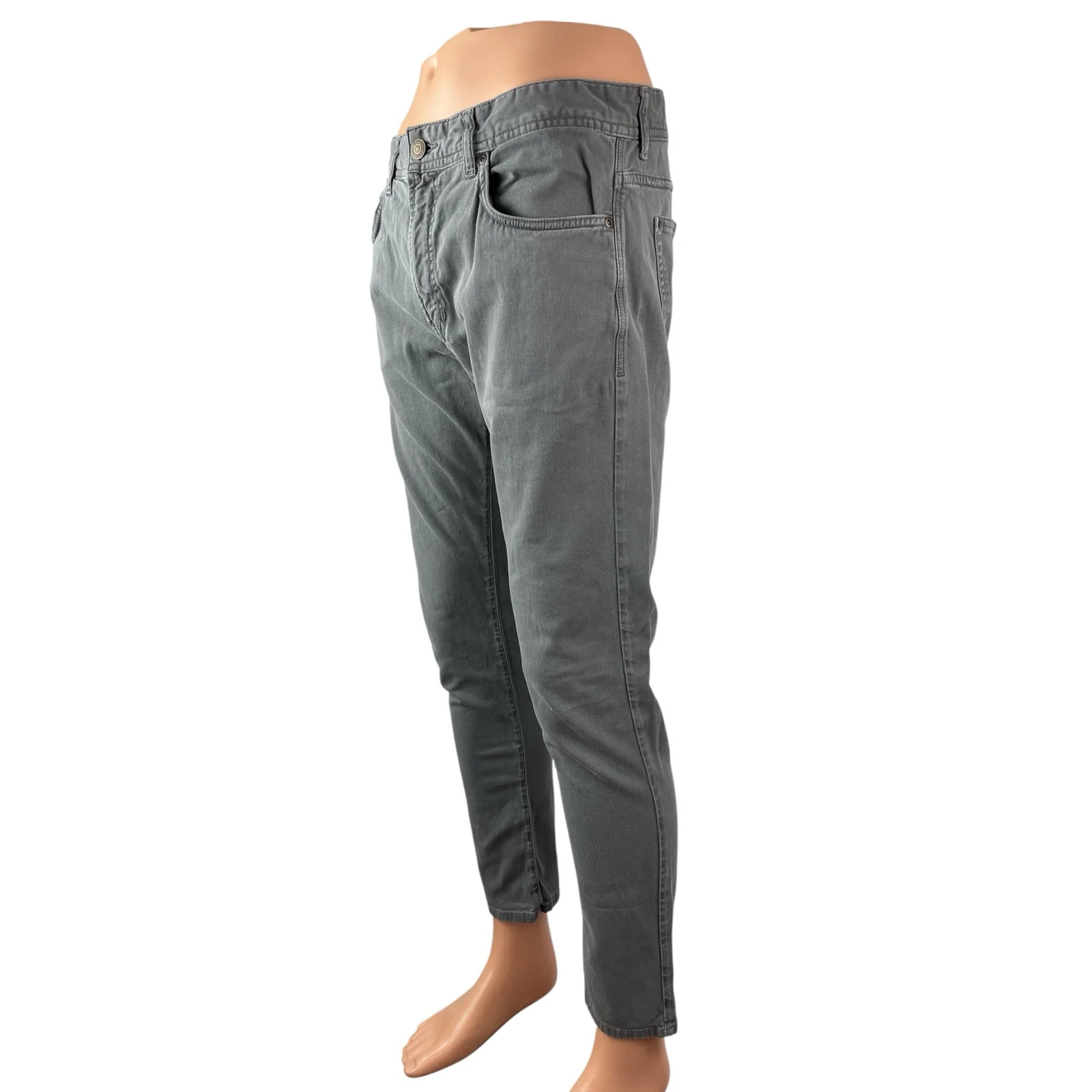 Zara Men's Gray High Waisted Classic Slim Skinny Straight Denim Jeans Pants 34 - Image 3