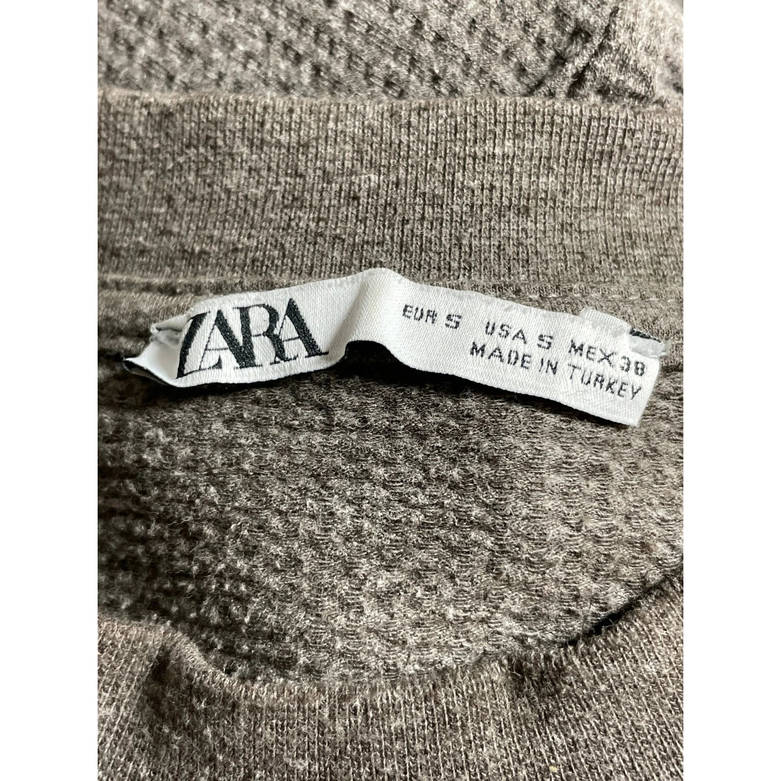 Zara Men's Gray Long Sleeve Mock Neck Waffle Knit Sweatshirt Sweater Top Size S - Image 5
