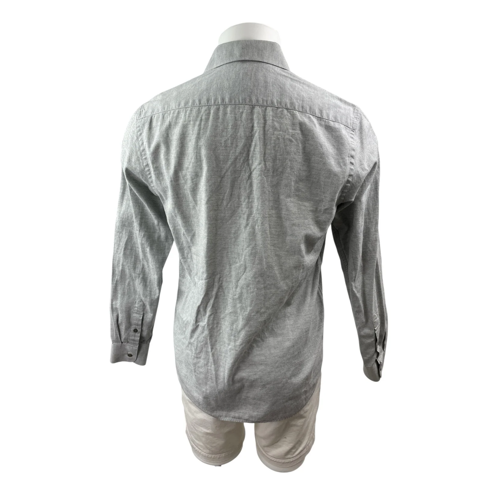 Zara Men's Gray Long Sleeve Regular Fit Casual Button Down Shirt Top Size M - Image 4