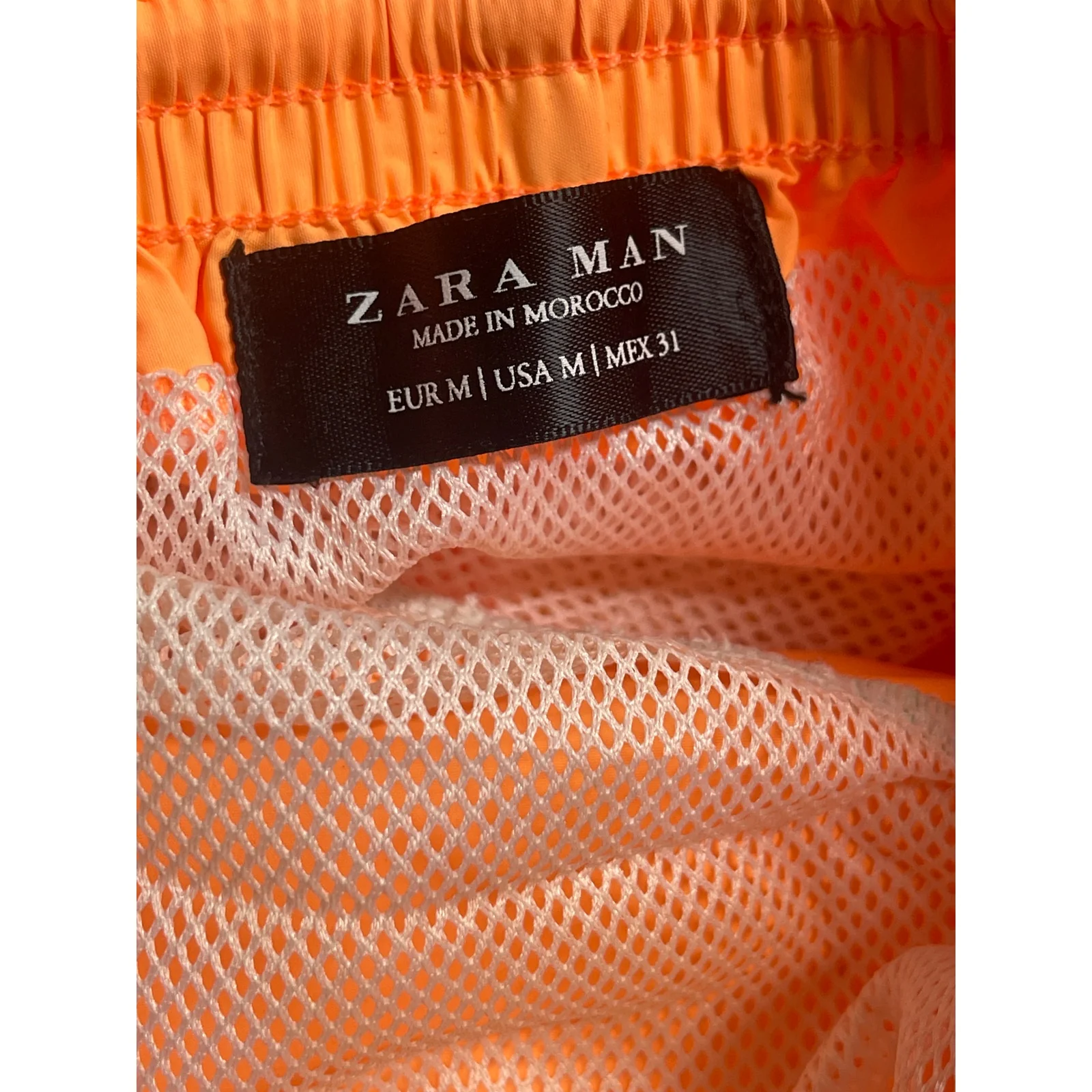 Zara Men's Orange High Waisted Drawstring Elastic Waist Mini Boxer Shorts Size M - Image 3