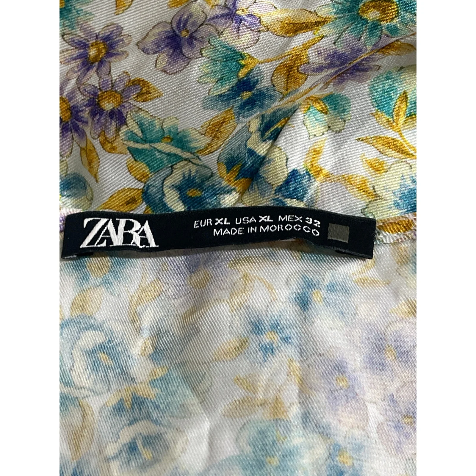 Zara Multicolor Floral Ruched Ruffle Sleeveless Button Down Mini A-Line Dress XL - Image 4