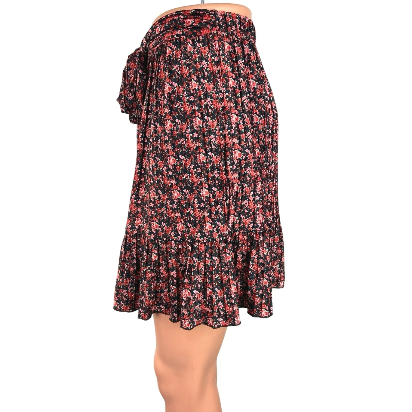 Zara Multicolor Floral Tie Belt Elastic Waist Ruffles Pull On Flowy Mini Skirt S - Image 2