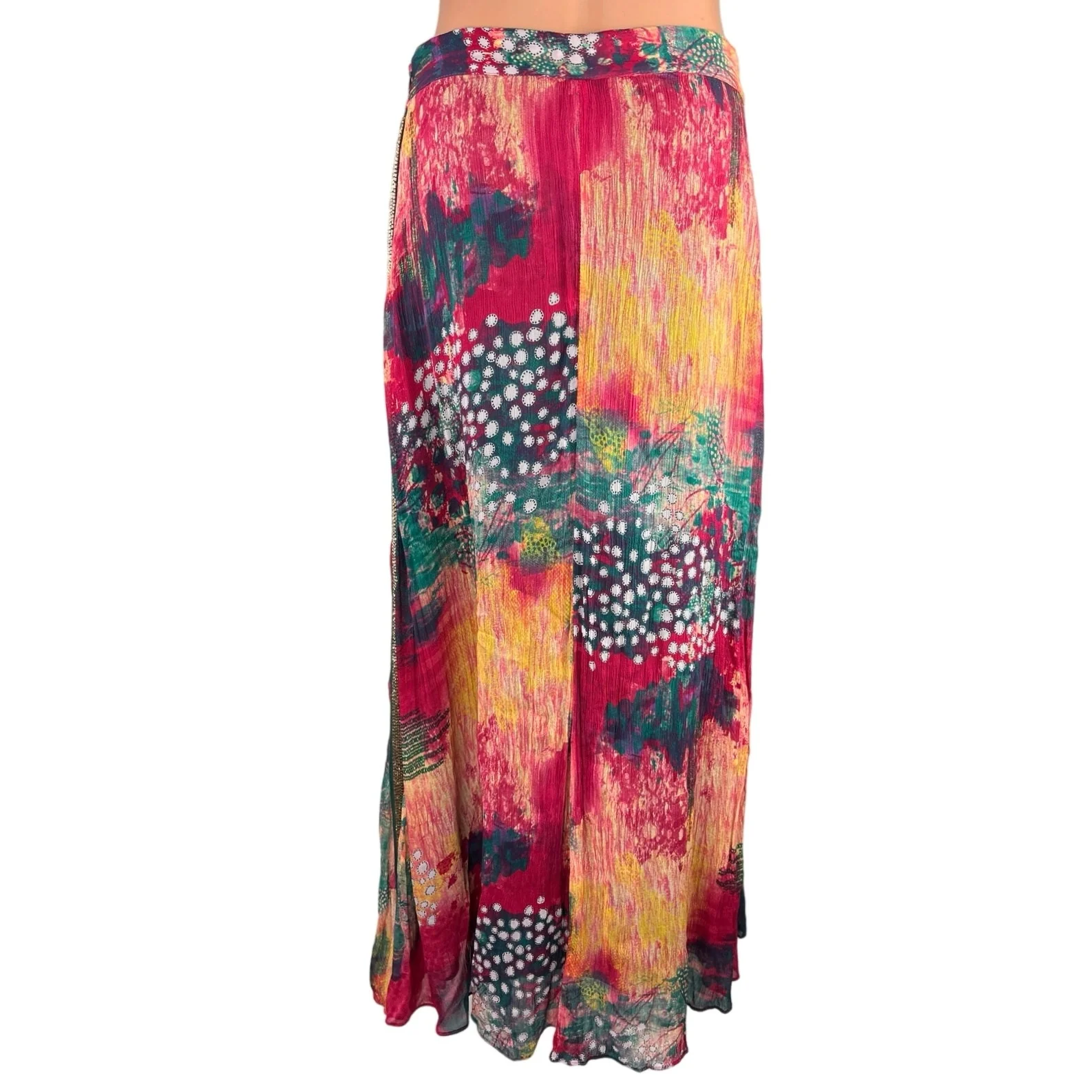 Zara Multicolor Peasant Gypsy Hippie Boho Straight High Waisted Maxi Skirt Sz S - Image 5