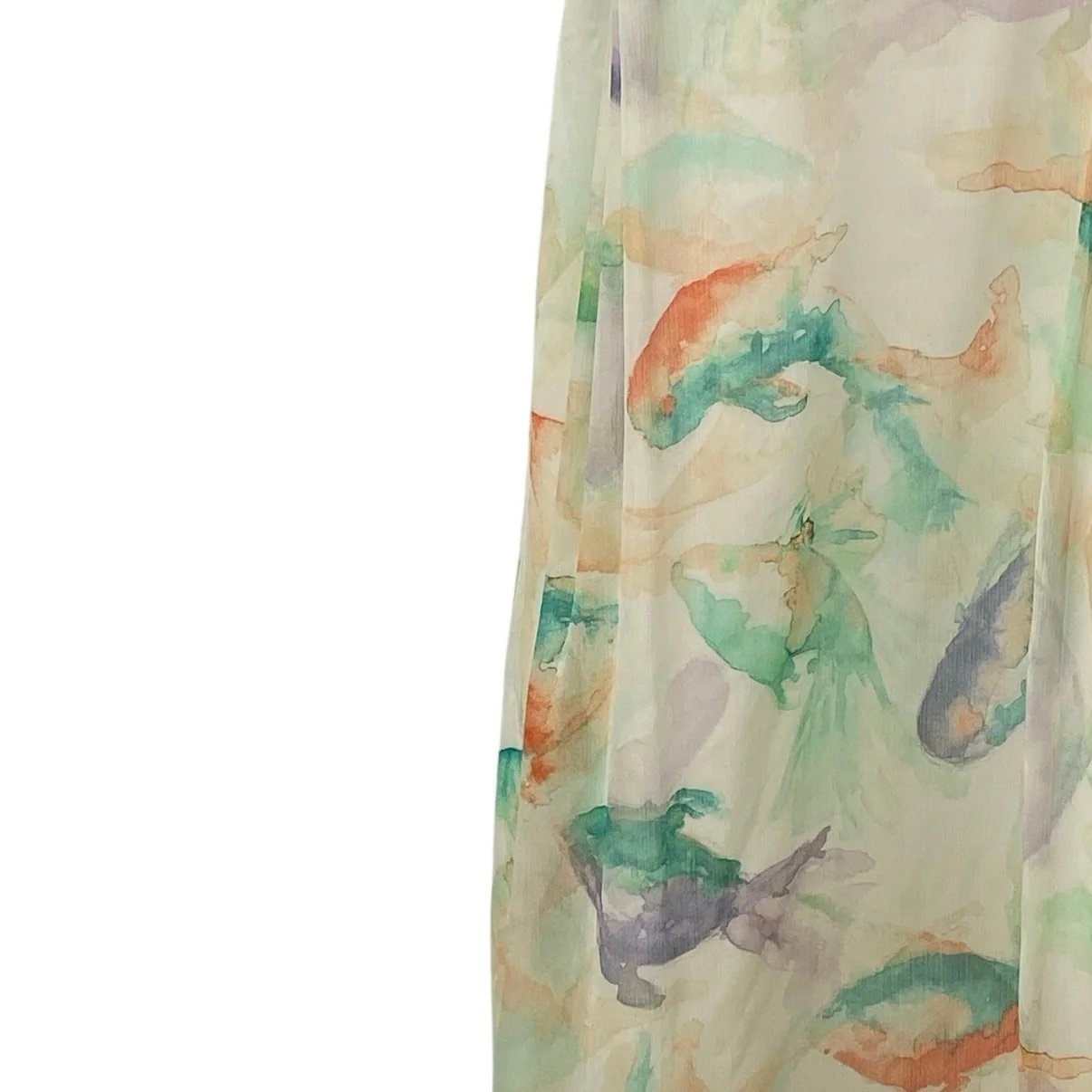 Zara Multicolor Watercolor Fish Print Sleeveless Camisole Mini Slip Dress Sz XS0 - Image 2