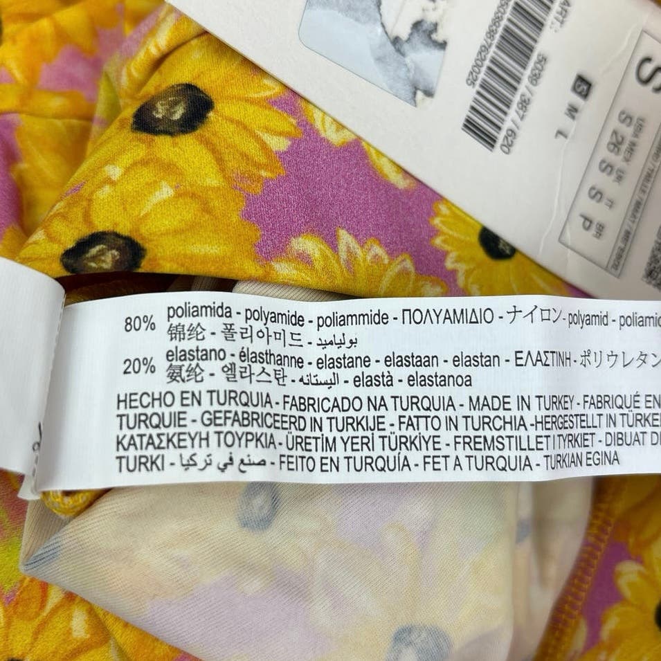 Zara NWT Pink Yellow Sunflower Floral Yoga Stretch Athletic Yoga Biker Shorts S - Image 5