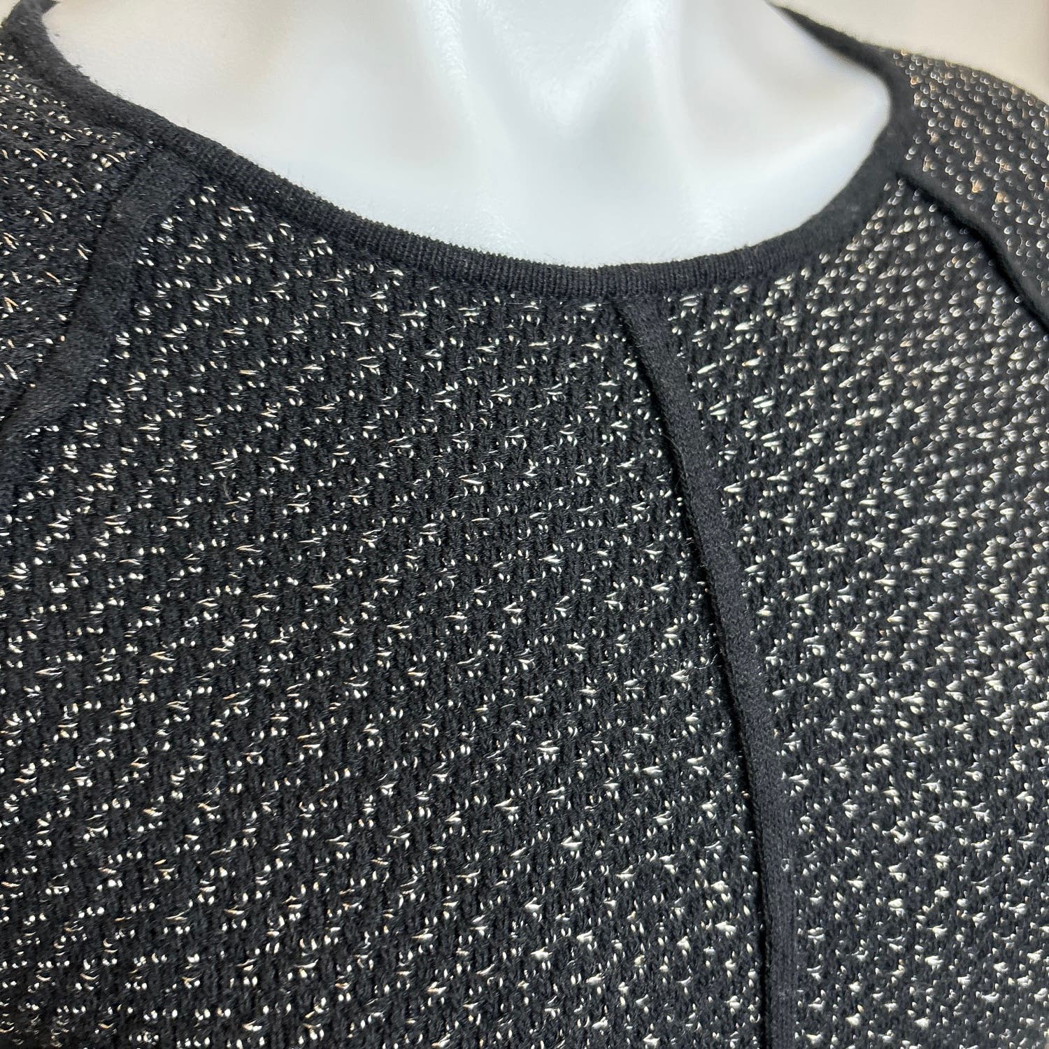 Zara NWT Womens Black Knit Silver Metallic Mini Long Sleeve Sweater Dress Size M - Image 4