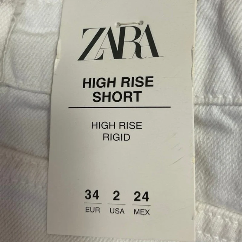 ZARA NWT Womens White Denim High Rise Rigid Cut Off Hem Mini Jeans Shorts Size 2 - Image 4