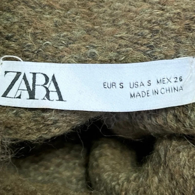 Zara Olive Green Wool Turtleneck Long Sleeve Cozy Pullover Crop Sweater Top Sz S - Image 4