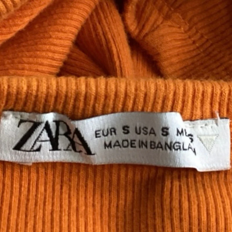 Zara Orange Ribbed Knit High Neck Sleeveless Pullover Crop Sweater Vest Top Sz S - Image 3