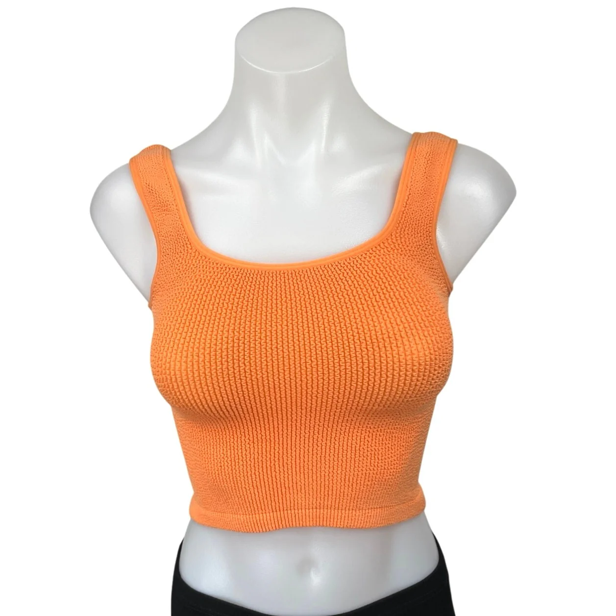 Zara Orange Textured Ribbed Knit Sleeveless Cropped Sweater Vest Top Size XS/S