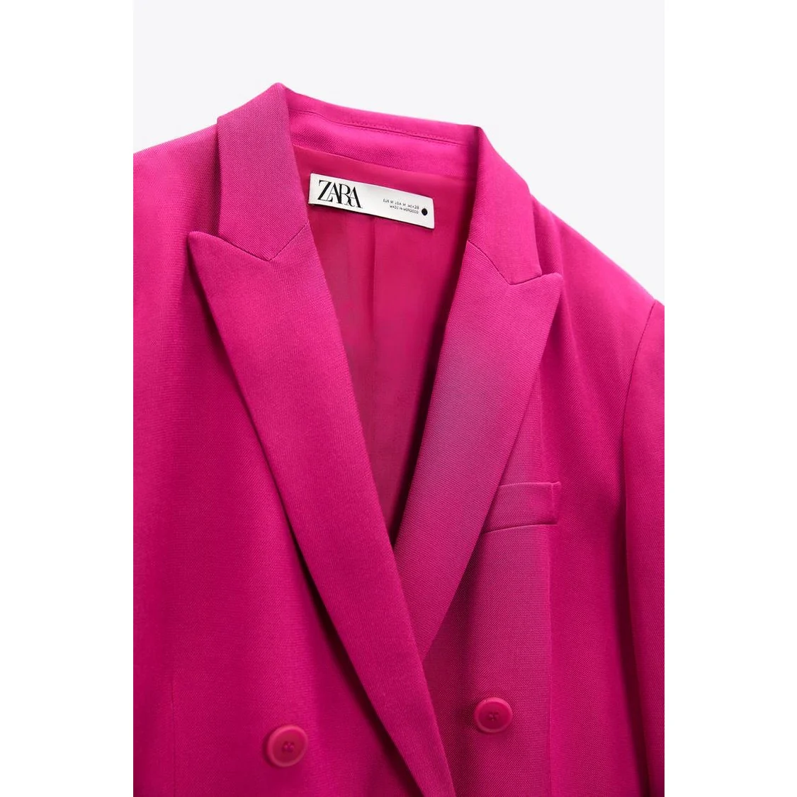 Zara Women's Fuchsia Pink Double Breasted Notch Collar Blazer Coat Jacket Sz XS - Image 7