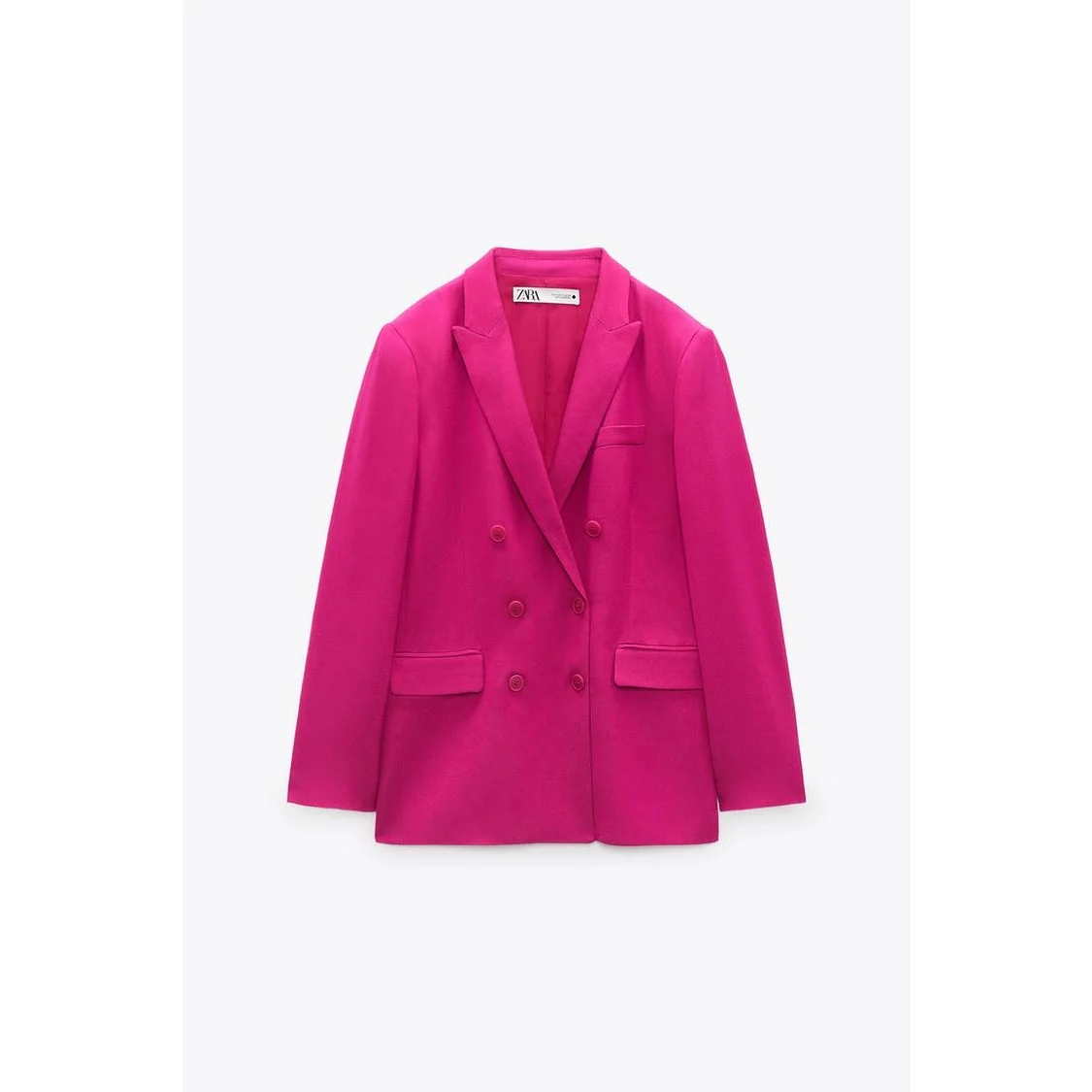 Zara Women's Fuchsia Pink Double Breasted Notch Collar Blazer Coat Jacket Sz XS - Image 9