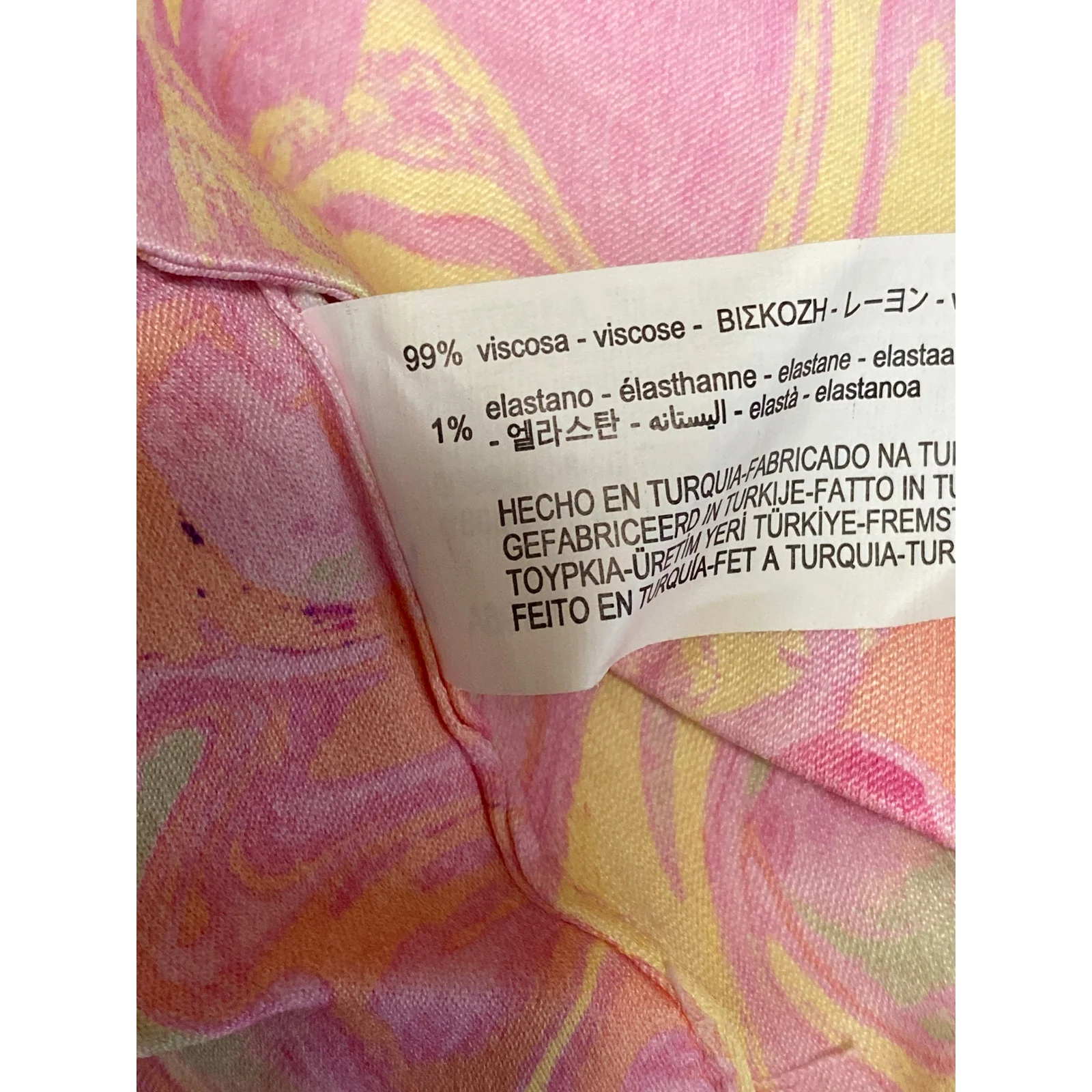 Zara Pink Yellow Silk Satin Marble Tie Dye Open Tie Back Brami Tank Crop Top L - Image 4