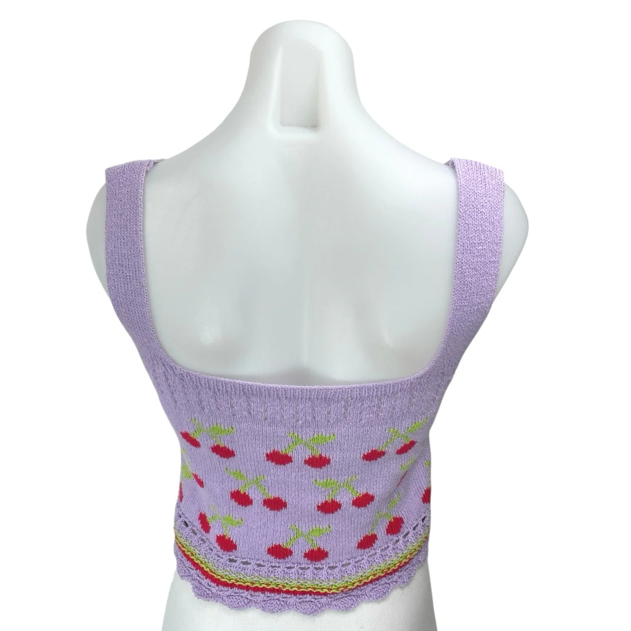 Zara Purple Cherry Floral Knit Long Sleeve Cardigan Sweater Tank 2 Pc Set Size S - Image 5