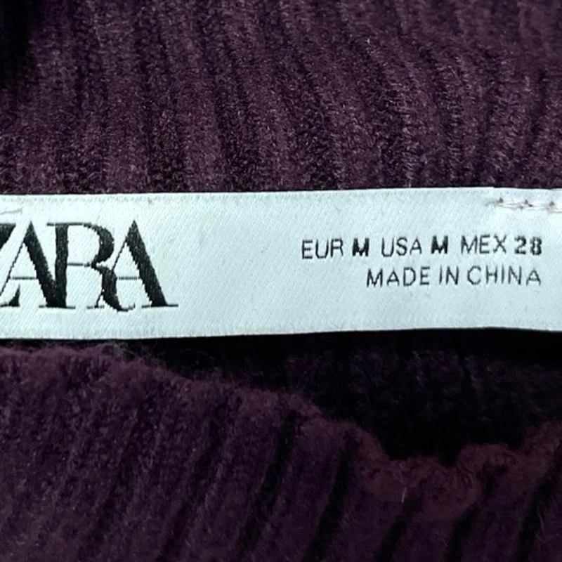 Zara Purple Ribbed Knit Turtleneck Sleeveless Cropped Sweater Vest Top Size M - Image 3
