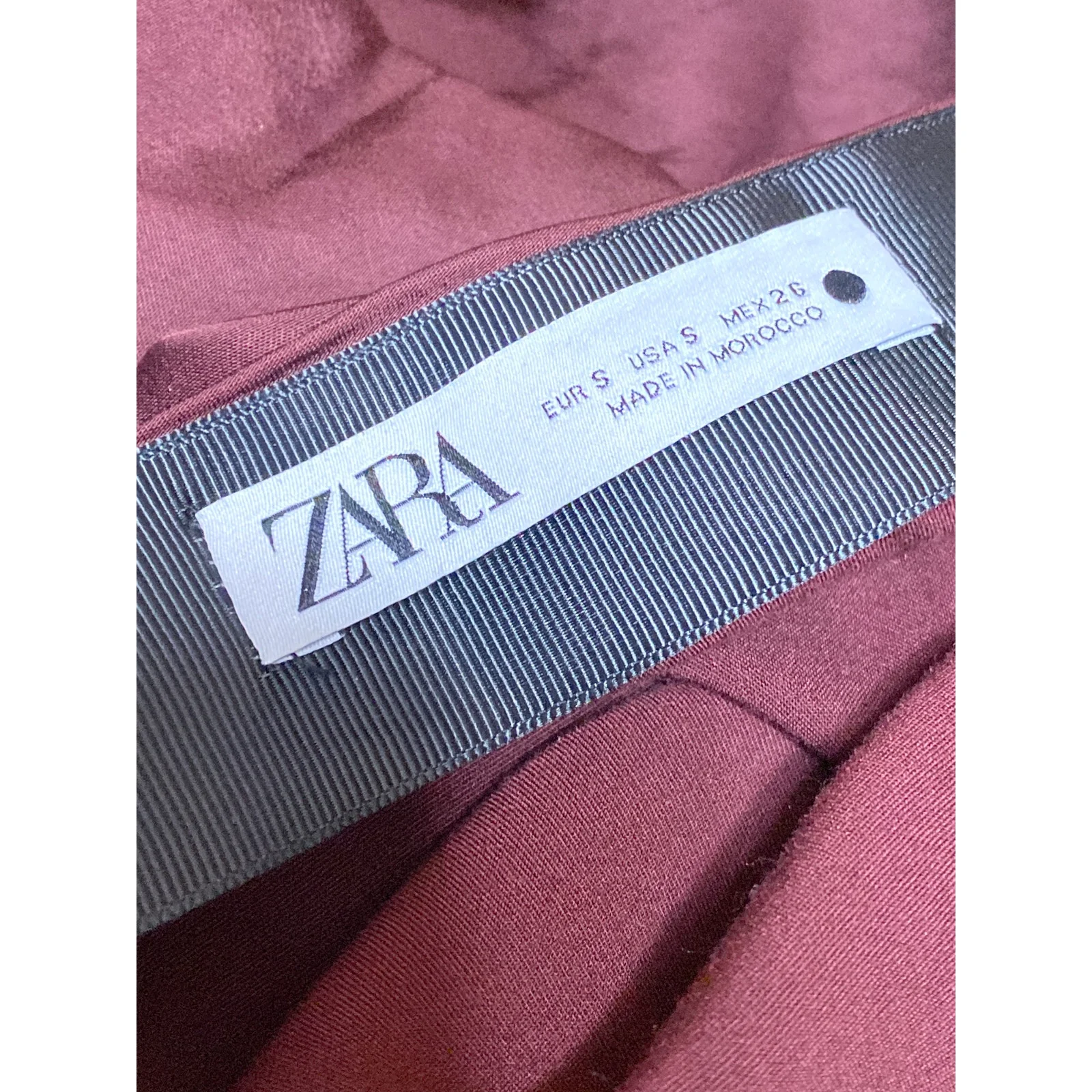 Zara Red Maroon Silk Satin Zip High Waisted Flowy Flare Slip Midi Skirt Size S - Image 5