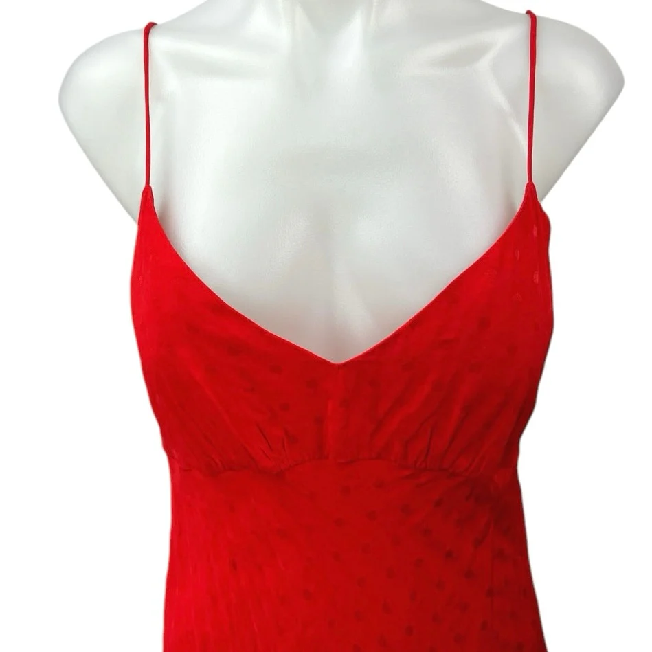Zara Red Polka Dots V-neck Spaghetti Midi Maxi Cami Camisole Slip Tank Dress S - Image 3
