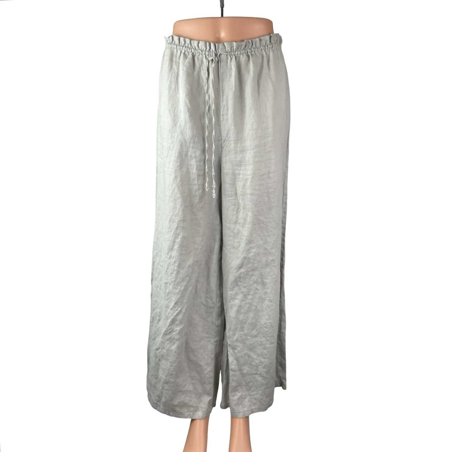 Zara Soft Touch Women's Gray High Rise Lounge Palazzo Wide Leg Trousers Pants XS