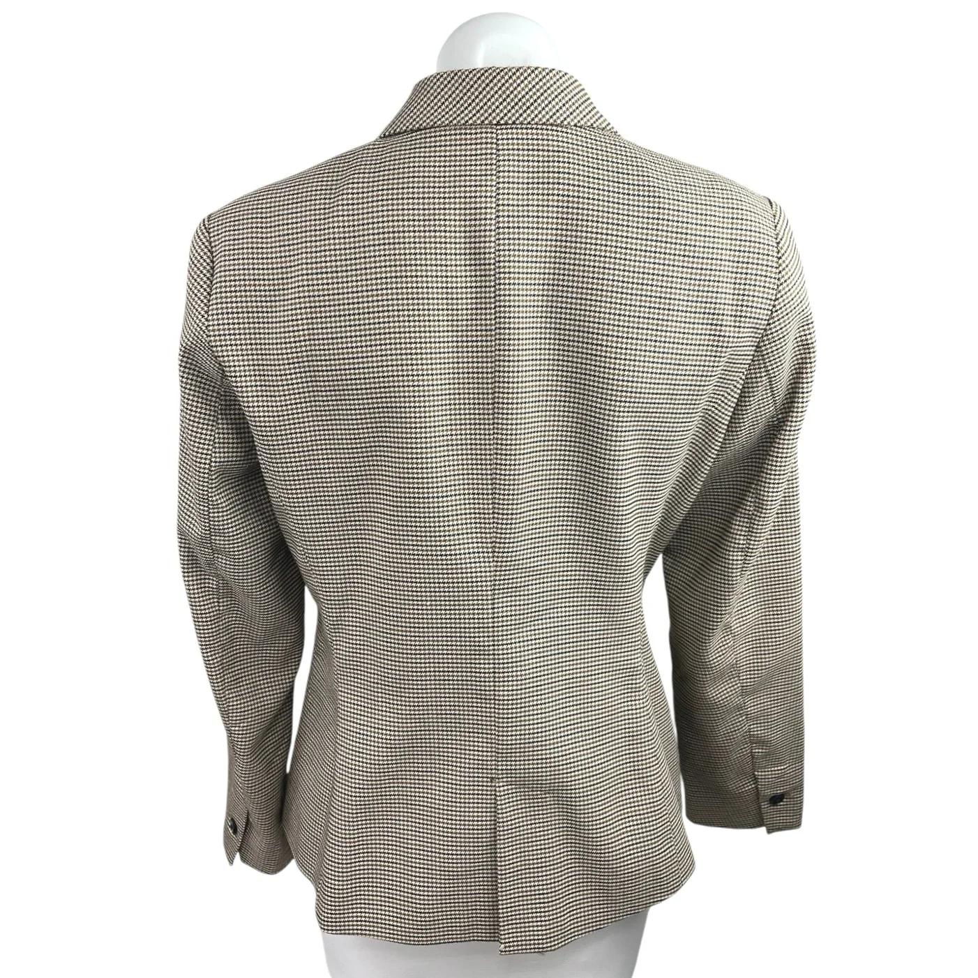 Zara Tan Brown Houndstooth One Button Notch Collar Career Blazer Coat Jacket 8 - Image 2