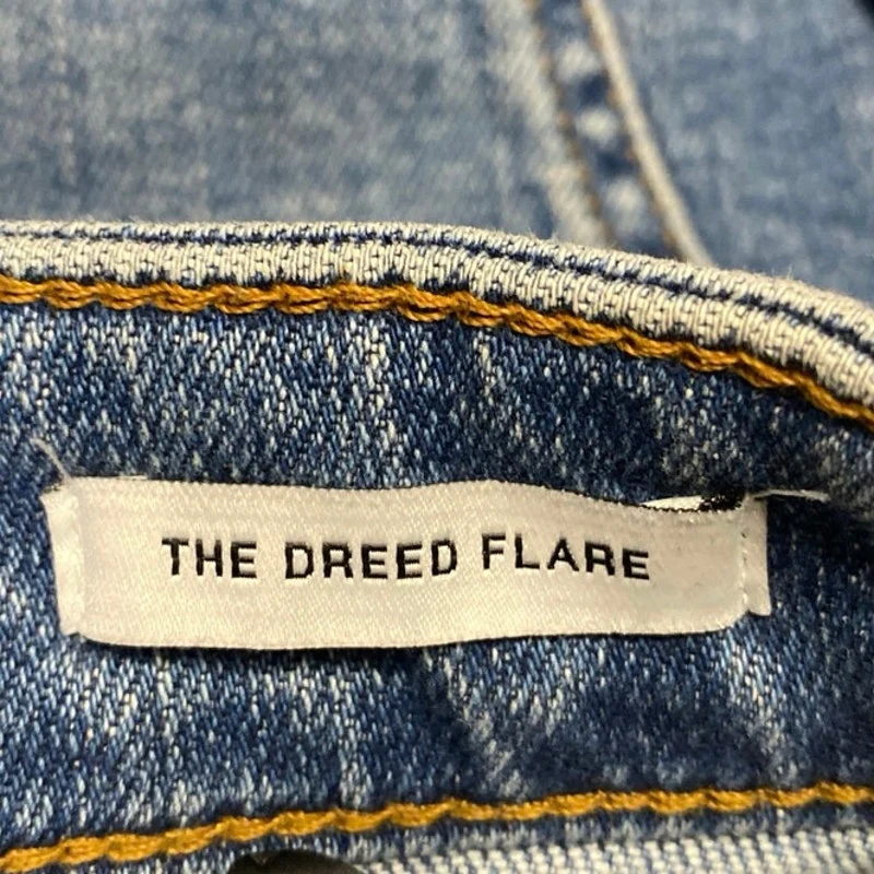Zara The Dreed Flare Blue High Rise Medium Wash Raw Hem Crop Denim Jeans Size 4 - Image 5