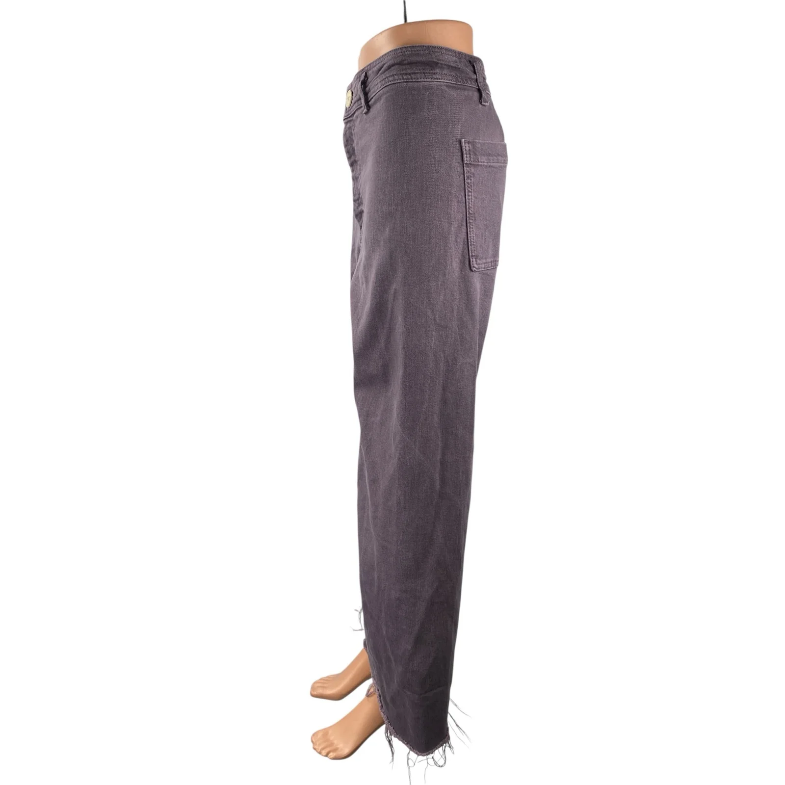 Zara The Marine Purple Raw Frayed Hem Flare Palazzo Wide Leg Denim Jeans Pants 6 - Image 3