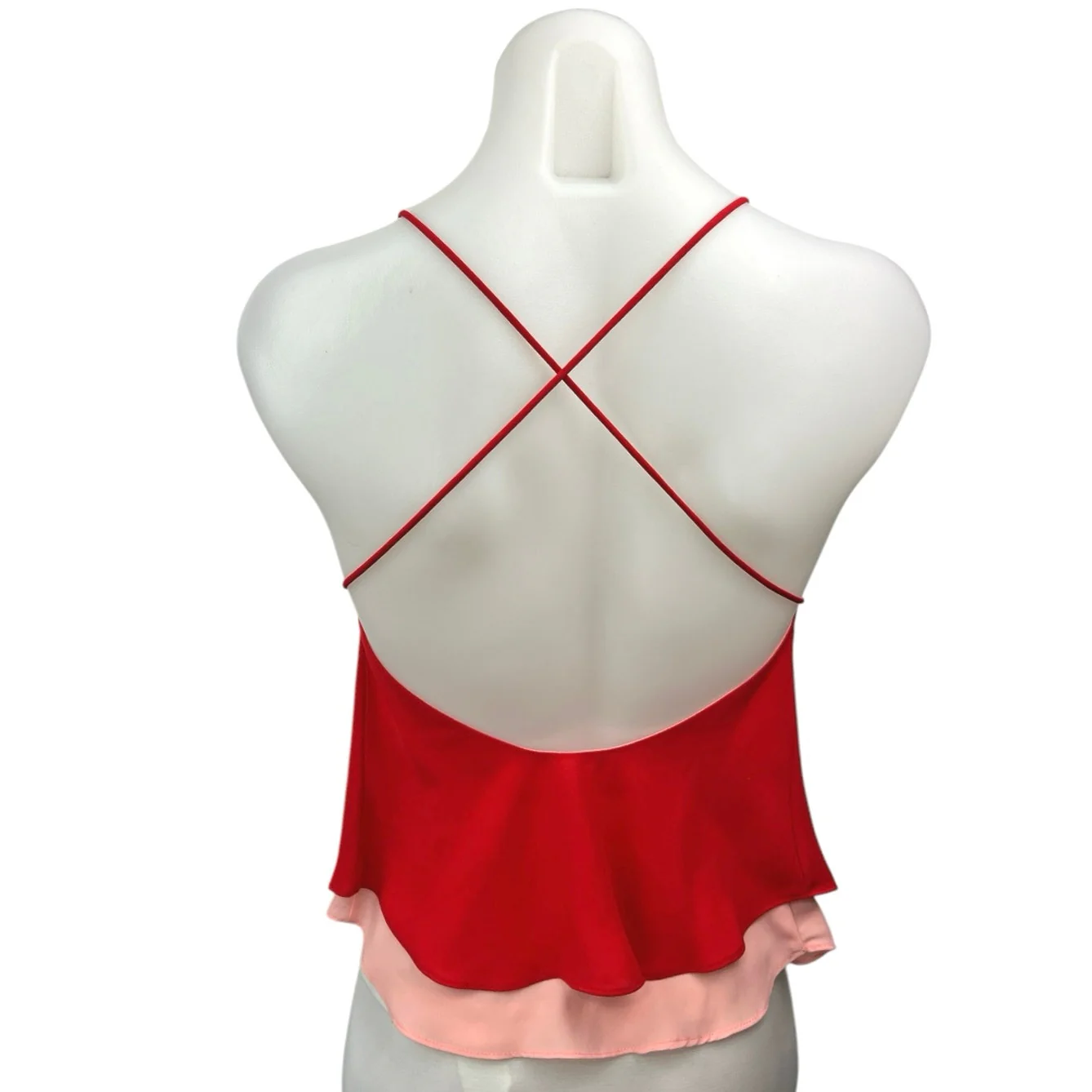 Zara Trafaluc Red Pink Layered Cross Back Lightweight Cami Tank Top Size XS - Image 2