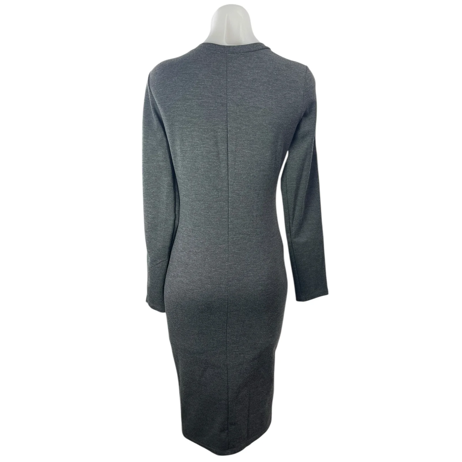 Zara Trafaluc Women's Gray Striped Long Sleeve Knit T Shirt Midi Dress Size S - Image 2