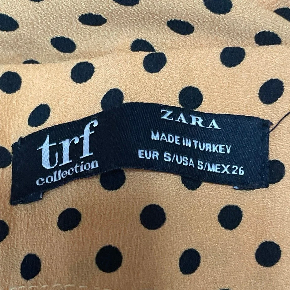 Zara TRF Womens Yellow Polka Dots High Waisted Wide Leg Trousers Dress Pants S - Image 4