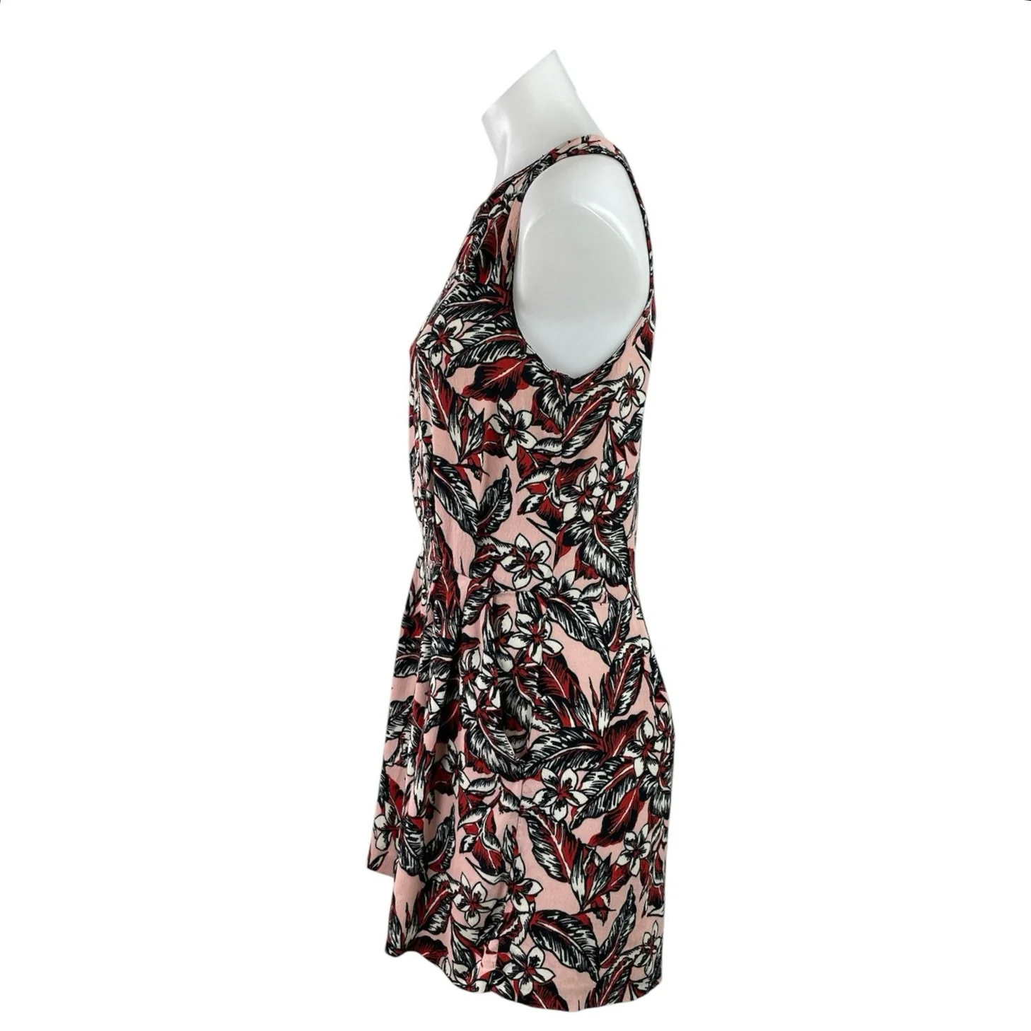 Zara Tropical Floral Sleeveless Pleated Mini Tank Flare A-Line Romper Jumpsuit L - Image 2