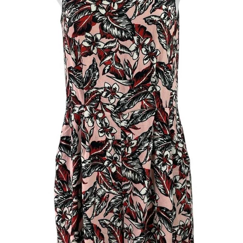 Zara Tropical Floral Sleeveless Pleated Mini Tank Flare A-Line Romper Jumpsuit L - Image 4