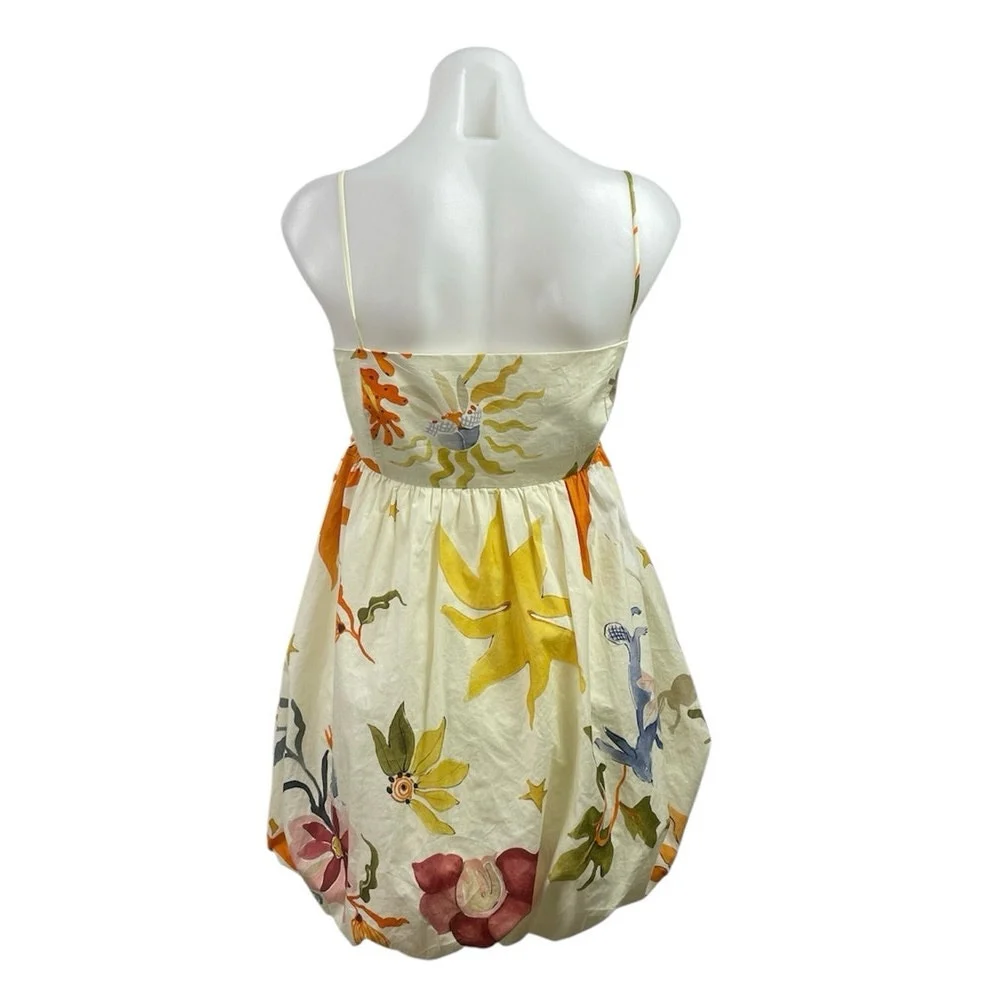 Zara Voluminous Floral Sleeveless Mini Balloon Cami Tank Flare A-Line Dress Sz S - Image 3